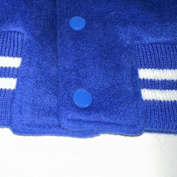 NWT HUDSON Mens Wool Varsity Bomber Jacket M Royal Blue Ivory Faux Leather $248 - Picture 12 of 13